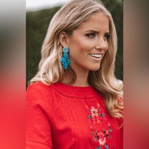 Umgee Embroidered Blouse Medium Red NWOT Boho Bohemian Floral Roses New Women’s